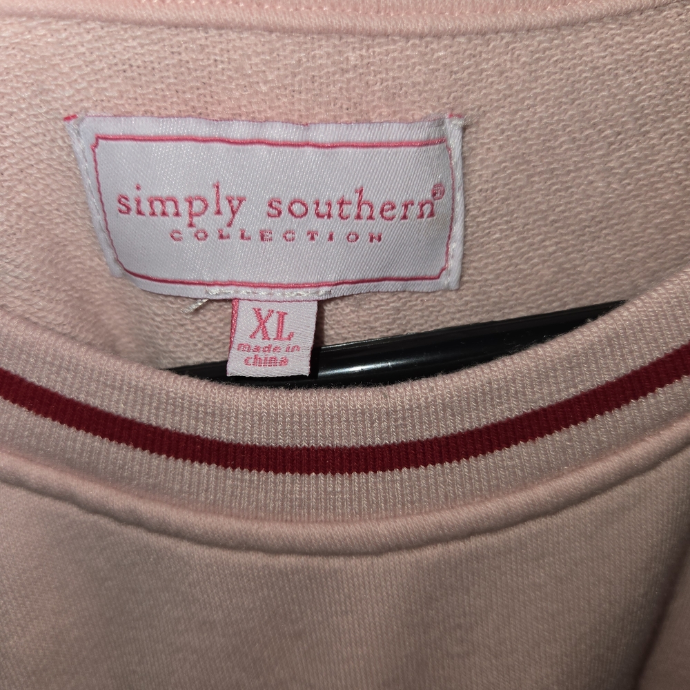 Simply Southern Pink Sweatshirt with Red Accents - Picture 3 of 4